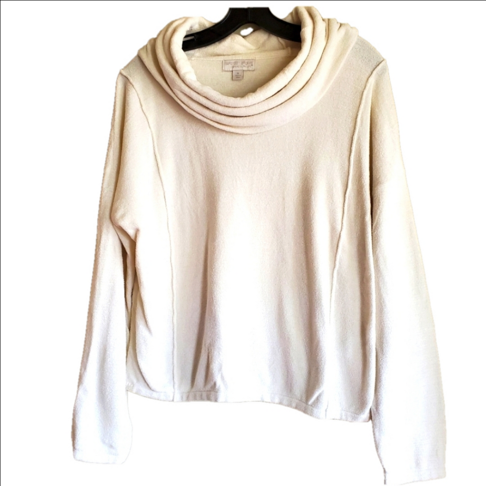 Barefoot Dreams Cowlneck Pullover Ultralite Cozychic Knit Ivory Size Medium